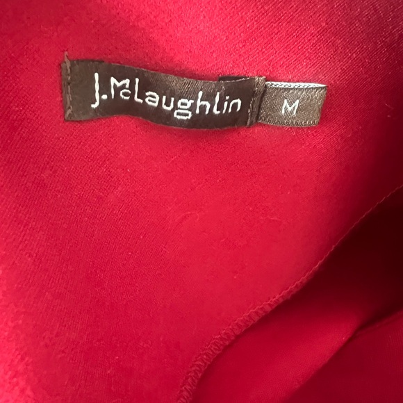 J. McLaughlin Dark Red Bell Sleeve Rayon Dress M - Picture 3 of 5